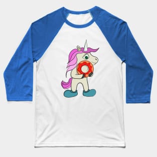 Unicorn eating a donut Baseball T-Shirt